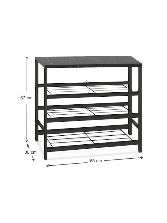 Dalia Wooden Shoe Organizer with 3 Shelves Black 65x30x67cm