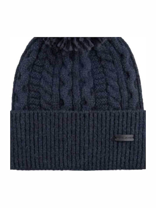 Pom Pom Beanie Frauen Beanie Gestrickt in Blau Farbe