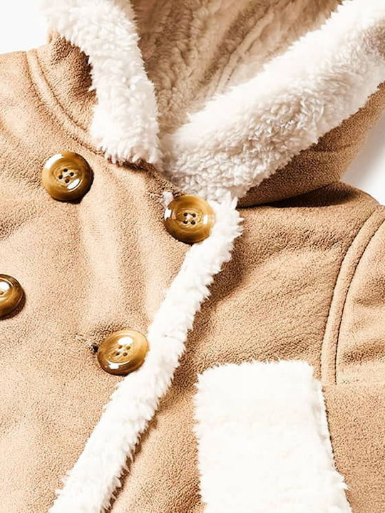 Sepia Kinderjacken & Winterjacken Kurzer Doppelseitiger Mantel mit Kapuze Beige