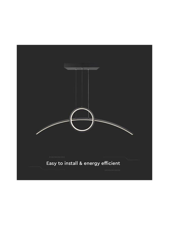 V-TAC Designer Κρεμαστό Φωτιστικό Μαύρο LED με Φυσικό Λευκό Φως Ράγα 89x25εκ.