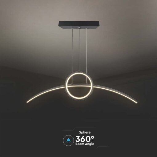 V-TAC Designer Κρεμαστό Φωτιστικό Μαύρο LED με Φυσικό Λευκό Φως Ράγα 89x25εκ.