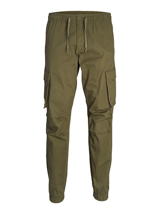 Trousers Cargo Elastic in Loose Fit Olive
