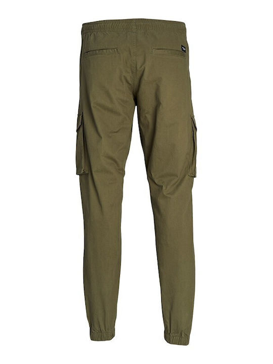 Trousers Cargo Elastic in Loose Fit Olive