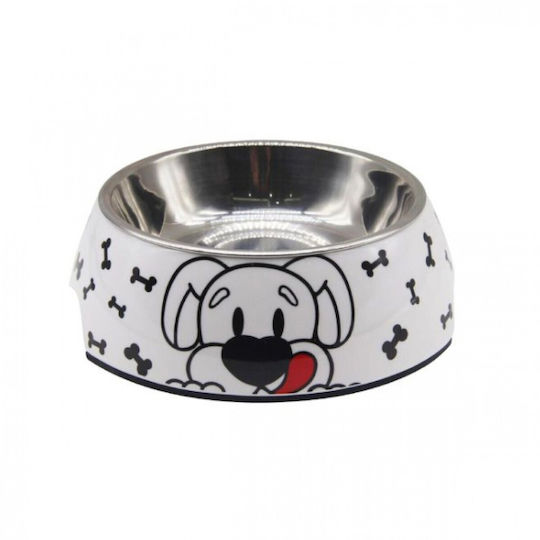 Nunbell Pet Stainless Steel Bowl Food & Water for Dog & Cat 17.5cm in White Color