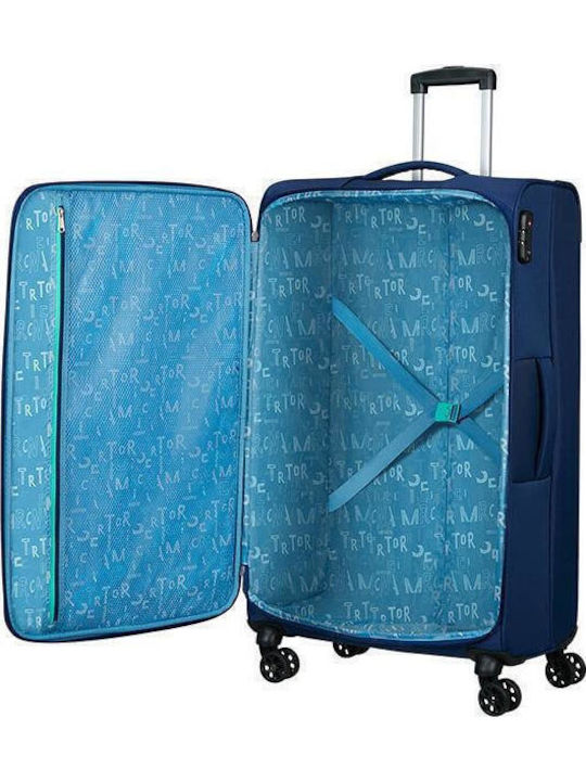 American Tourister Sea Seeker Large Fabric Suitcase Aqua Green With 4 Wheels Height 80cm