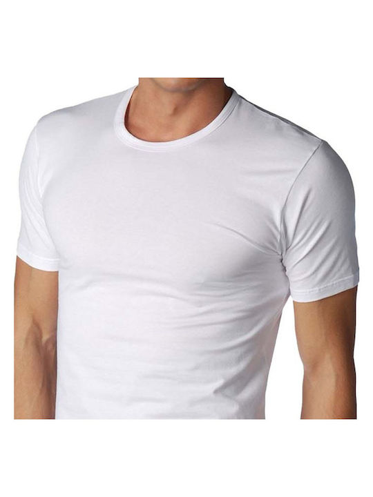 MEN'S COTTON SHORT-SLEEVED T-SHIRT WITH OPEN NECK MTO 29234 - WHITE