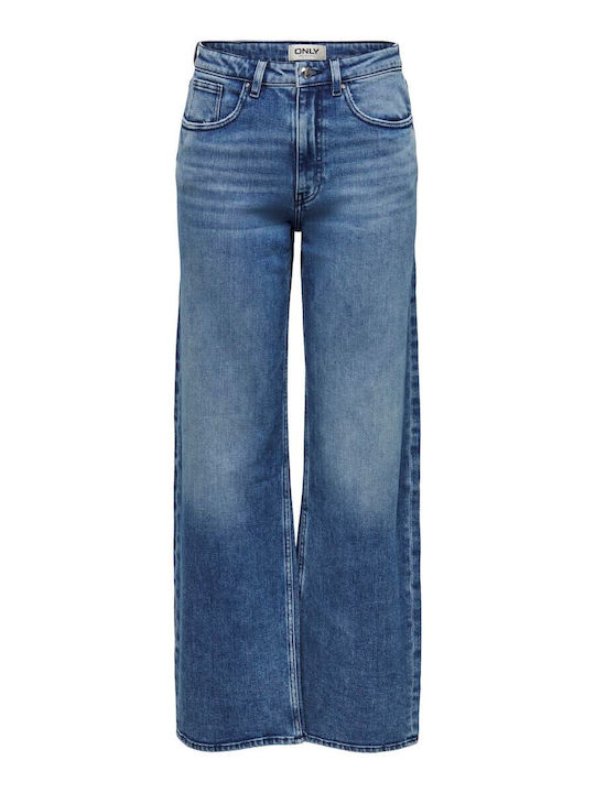 Wide Women's Jean Trousers in Regular Fit Medium Blue Denim