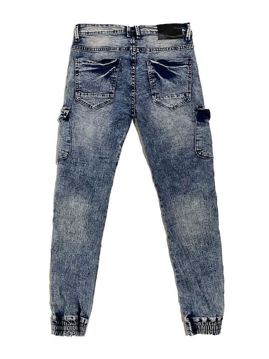 Men's Jeans Pants Cargo Elastic with Slim Fit Blue