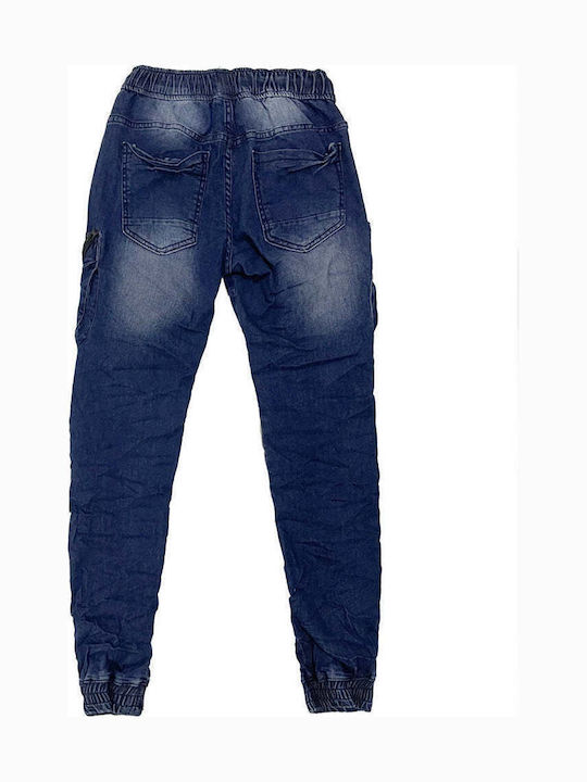 Pantaloni Jeans pentru Bărbați Cargo Elastic cu Croială Slim Albastru