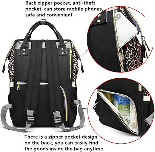 Lequeen Diaper Bag Backpack Black 26x15x41cm