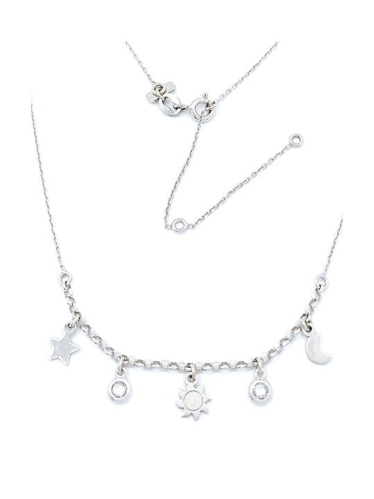 PS Silver Necklace with design Star from Silver with Zircon