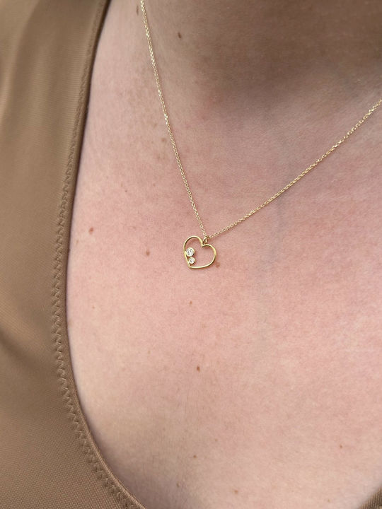 Ekan Charm mit Design Herz aus Gold 14K mit Diamant
