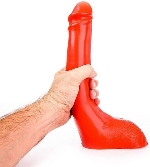 All Black Ρεαλιστικό Dildo με Όρχεις Κόκκινο 29cm