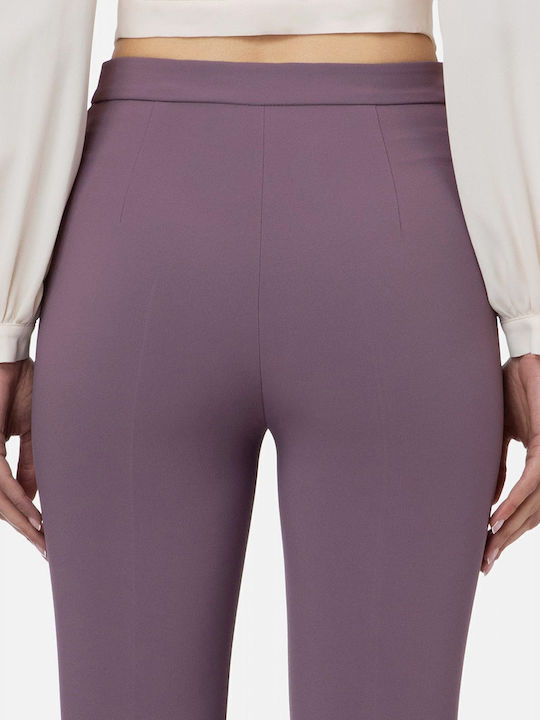 Damen Hoch tailliert Stoff Hose Lila