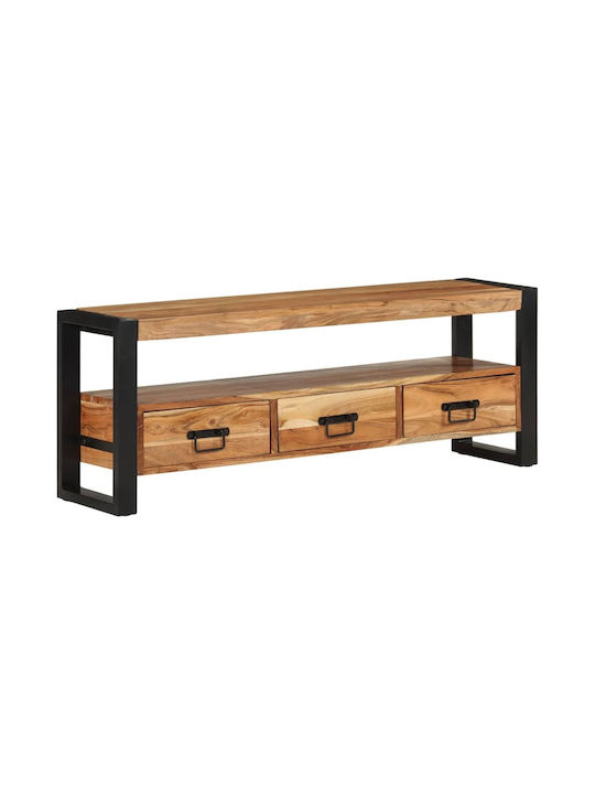 TV Stand Made of Metal and Solid Wood Beige M120xD30xH45cm