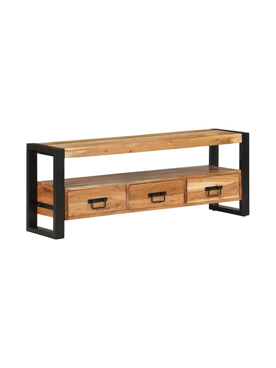 TV Stand Made of Metal and Solid Wood Beige M120xD30xH45cm