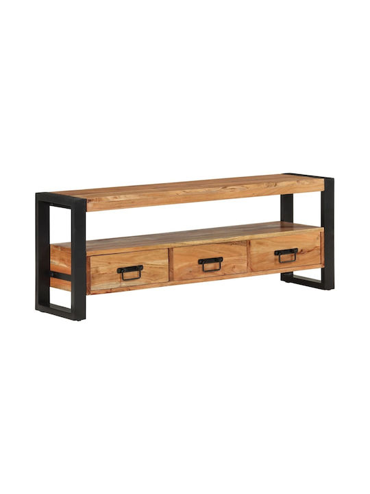 TV Stand Made of Metal and Solid Wood Beige M120xD30xH45cm