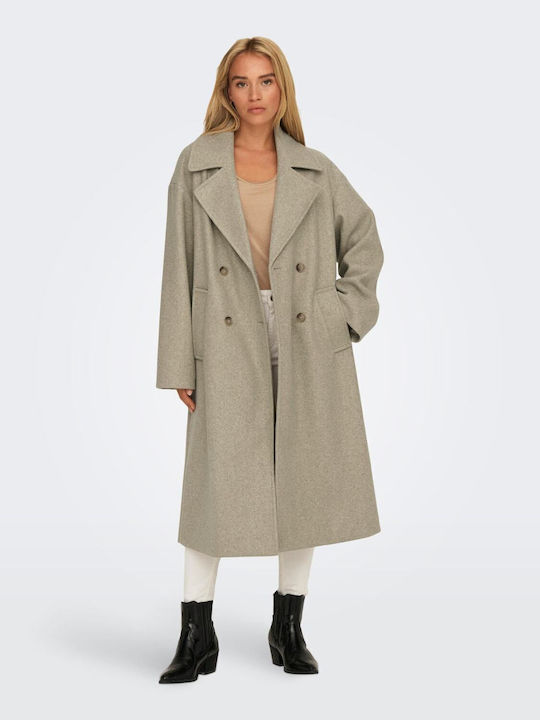 Wembley Γυναικείο Weathered Teak Παλτό Oversized με Κουμπιά