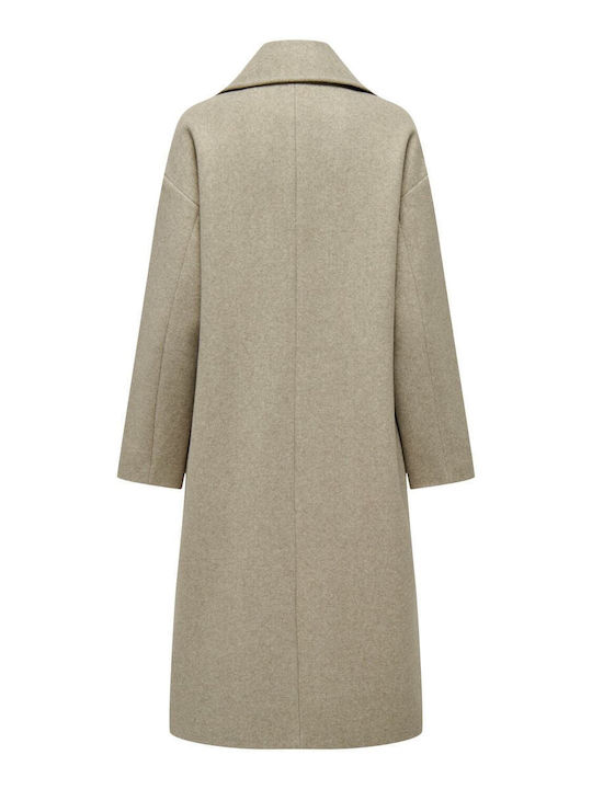Wembley Γυναικείο Weathered Teak Παλτό Oversized με Κουμπιά