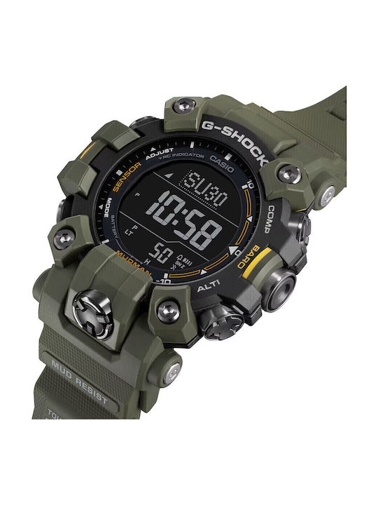Casio G-shock Digital Men's Watch 53mm Solar with Green Rubber Strap