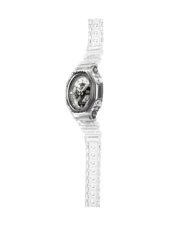 Casio G-shock Ανδρικό Ρολόι 45mm Μπαταρίας με Λευκό Καουτσούκ Λουράκι