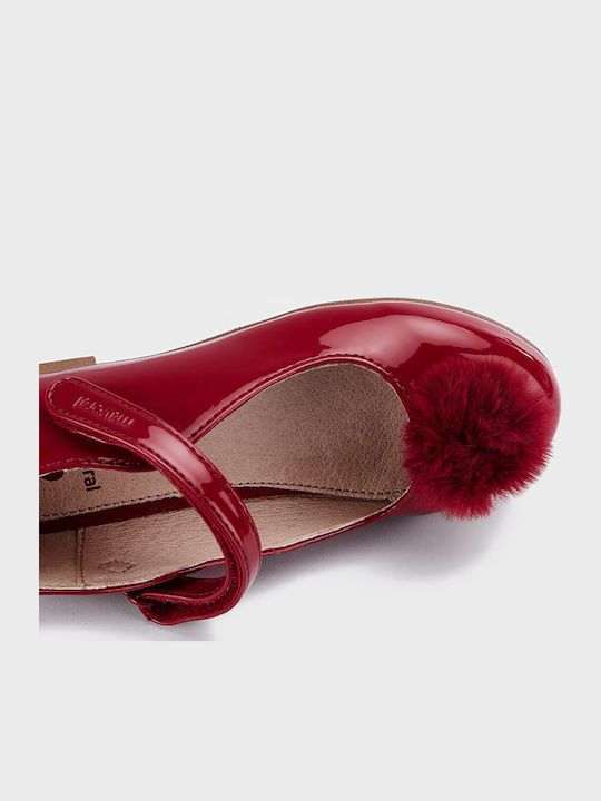 Kids Patent Leather Ballerinas Mercedita with Hoop & Loop Closure Red