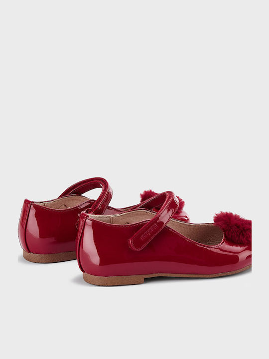 Kids Patent Leather Ballerinas Mercedita with Hoop & Loop Closure Red
