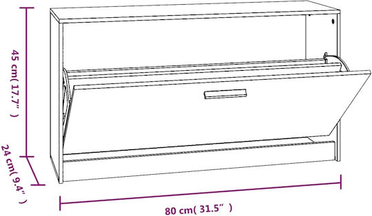 Ξύλινη Παπουτσοθήκη με 5 Ράφια Κίτρινη Μ80xΠ24xΥ45cm