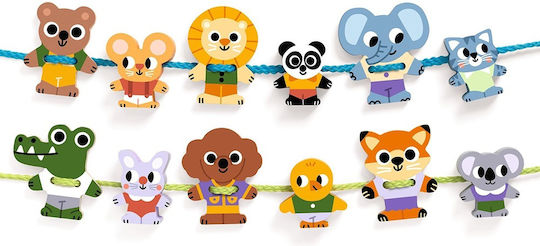 Djeco Lacing Toy Group of Animals made of Wood for 24++ Months