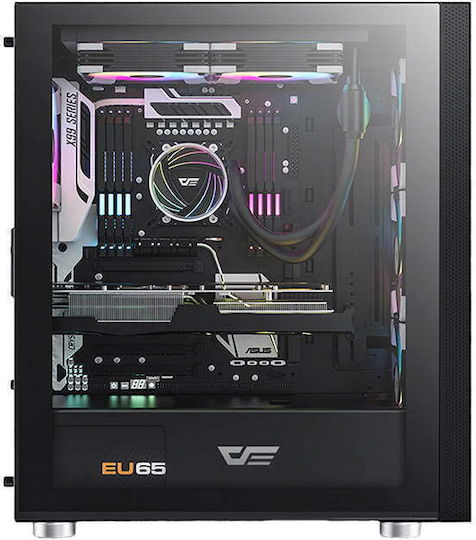 Darkflash DK210 Gaming Full Tower Κουτί Υπολογιστή με Πλαϊνό Παράθυρο και RGB Φωτισμό Graffiti Black