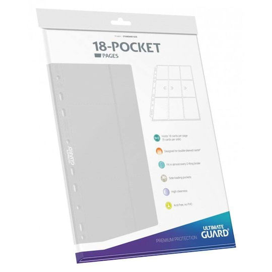 Ultimate Guard Pagini De Card Cu Încarcare Laterală 18-Buzunare Pagini De Card 9-Buzunare Dimensiune Standard 10 Bucăți Albe