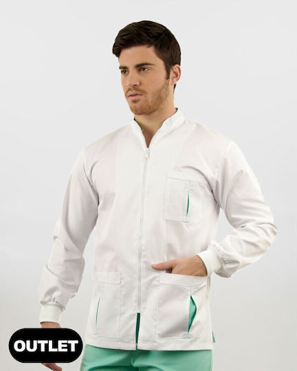Ayo Loco Unisex Set Pantaloni și Bluza Medicală Alb din Bumbac și Poliester