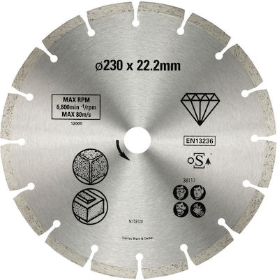 Stanley Δίσκος Διακοπτόμενης Στεφάνης 230mm Slicer/Coarse Grater Disc Construction Materials 230mm 1pcs