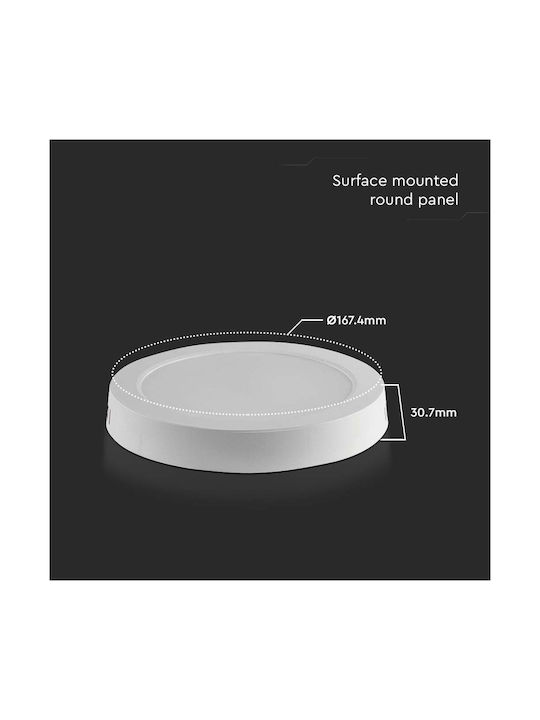 V-TAC Round Outdoor LED Panel 12W with Warm White Light 3000K 16.74cm