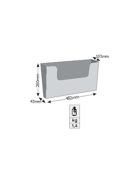 Viometal LTD 403 Κουτί Εντύπων Μεταλλικό σε Χρυσό Χρώμα 48.2x10.2x26cm