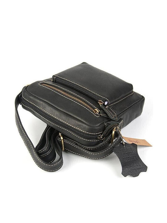 Leather Men's Shoulder / Crossbody Bag Black