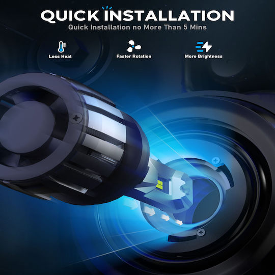 NovSight Λάμπες Αυτοκινήτου H11 LED 6500K Ψυχρό Λευκό 12V 60W 2τμχ