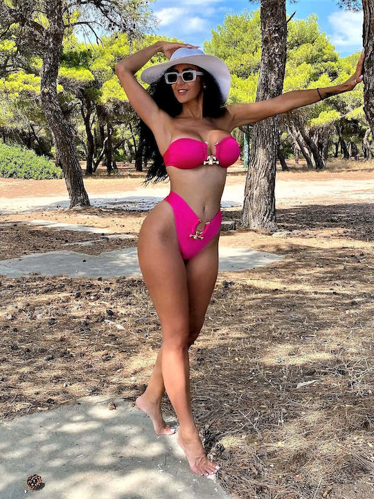 Set Bikini Ψηλόμεσο Φούξια
