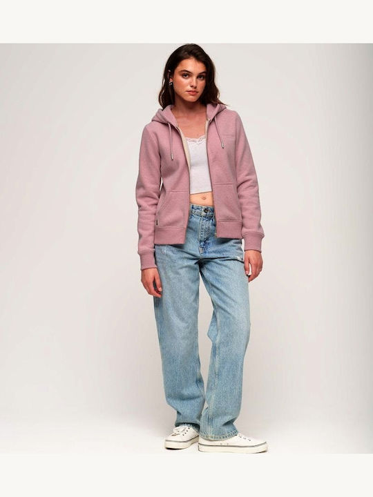 Women's Sweatshirt Jacket Hooded Pink