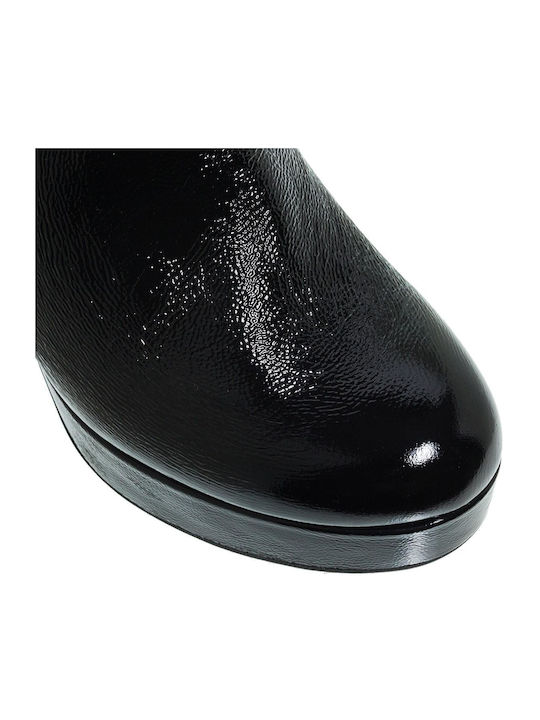 Mourtzi Women's Patent Leather Boots Black