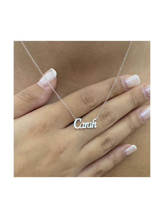 Necklace Name from White Gold 9 K