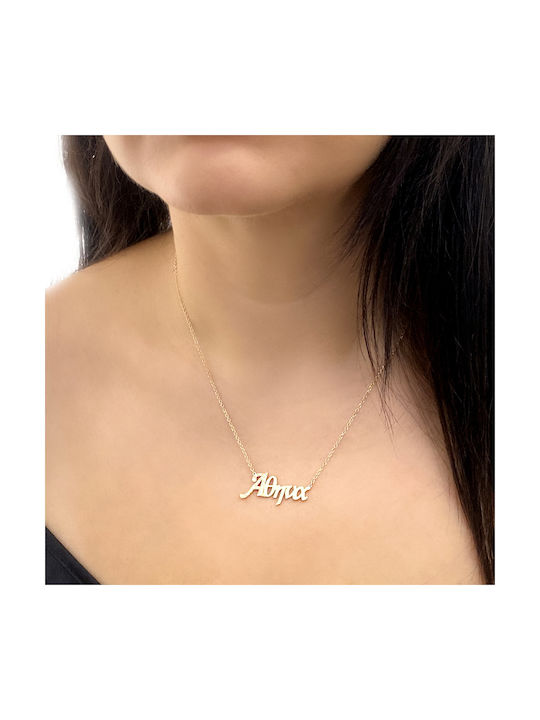 Necklace from Gold 14K with Zircon and Name Option