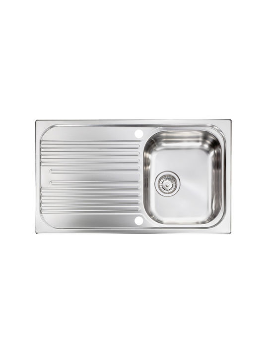 Sanitec Ένθετος Νεροχύτης Αριστερός Inox Σαγρέ Μ86xΠ50cm Ασημί