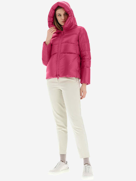 Herno Women's Short Puffer Jacket for Winter with Hood Pink