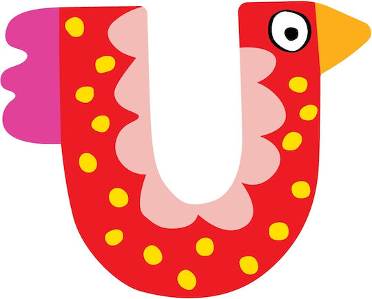 Anemi Collection Dekorativer Buchstabe Tiere Rosa aus Holz 5x0.5x7εκ.