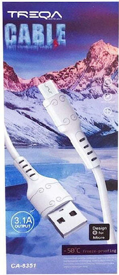 Treqa Regular USB 2.0 to micro USB Cable Λευκό 1m (CA-8351)