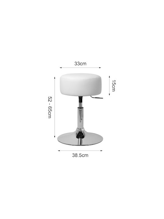 Stool Bar with Adjustable Height White 33x33x52-65cm