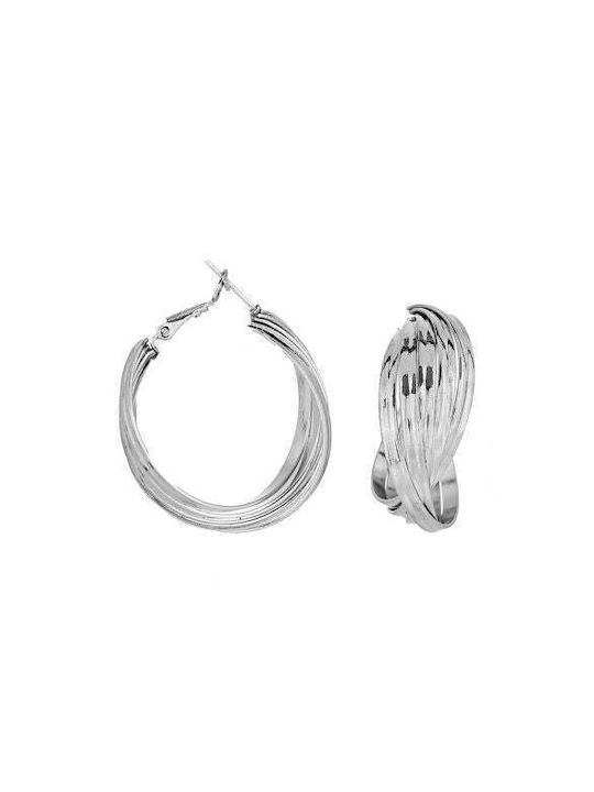 Women's metallic hoop earrings 4QUEENS SA8981Z0 SILVER