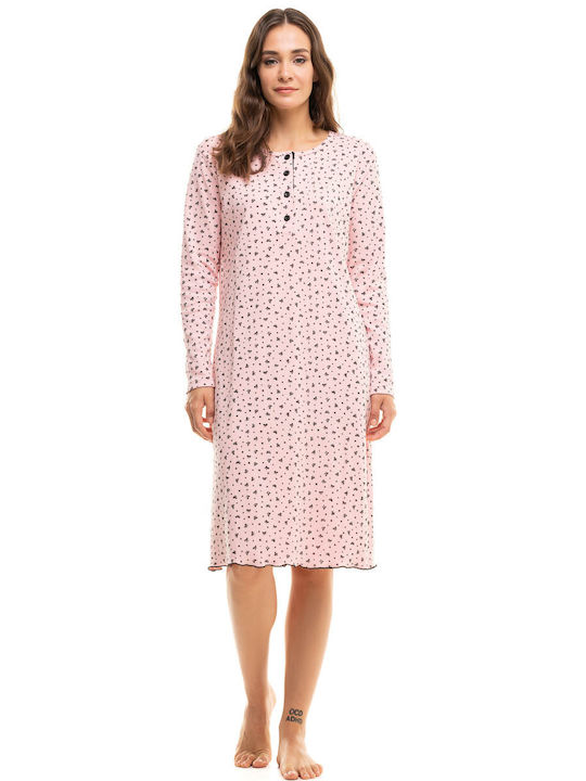 Cherry Underwear Winter Cotton Women's Nightdress Pink