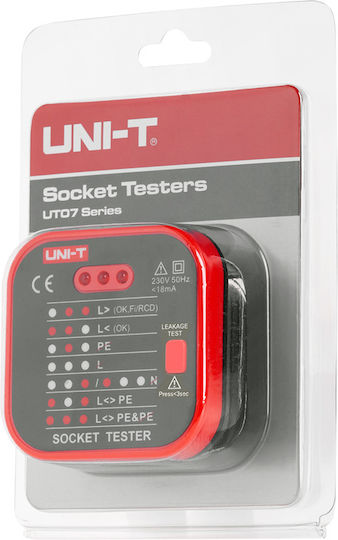 Uni-T UT07B-EU Tester Καλωδίων Ρεύματος Πρίζα Ρεύματος